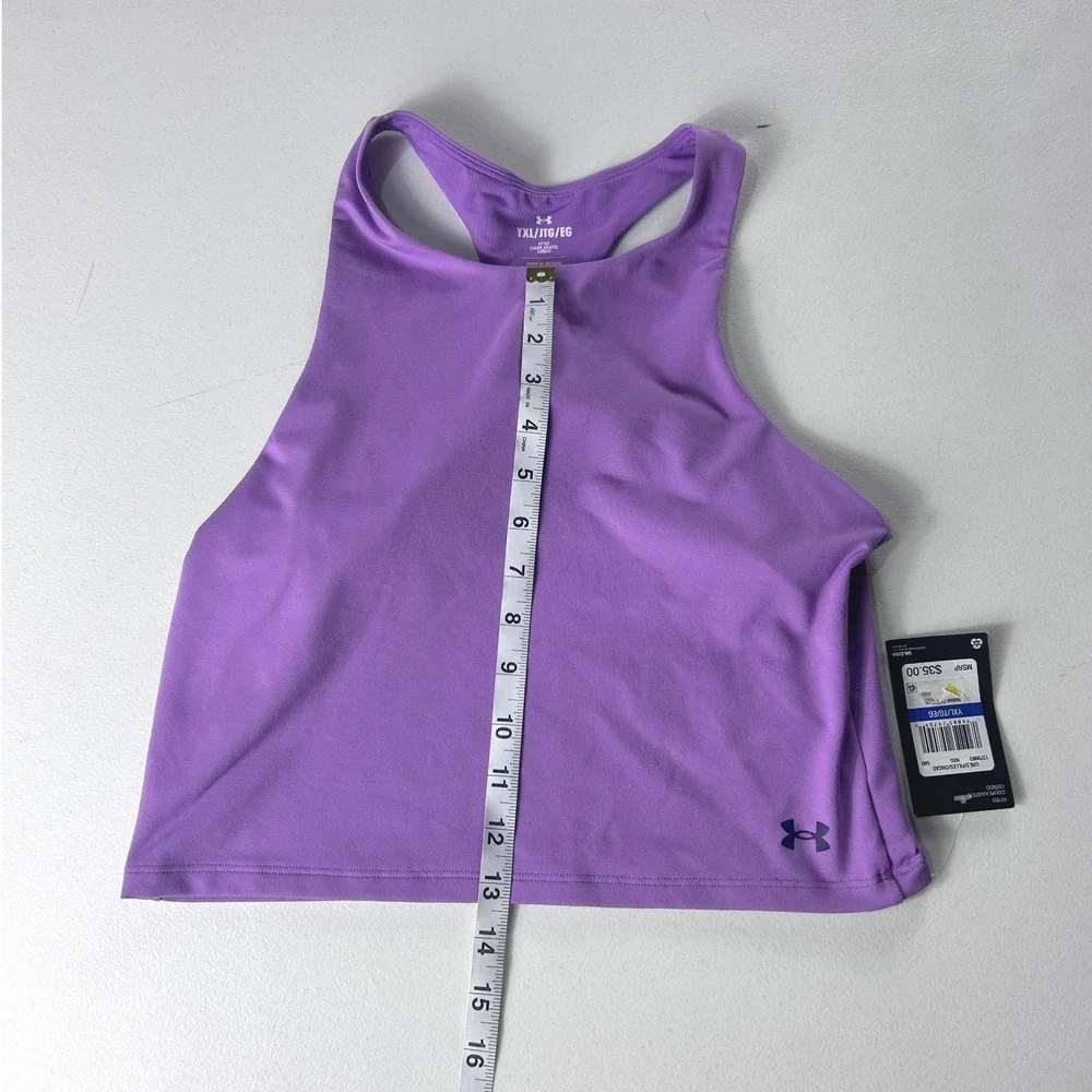 Under‎ Armour Girls YXL Motion Crop Tank Top 2-Pack Purple Pink High Neck NEW